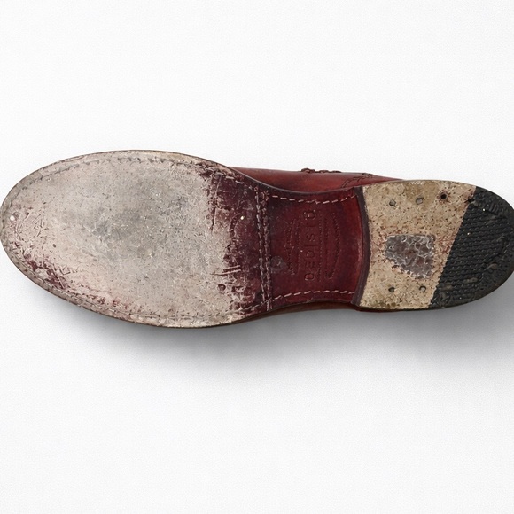 BED|STU Craven Distressed Leather Fringe Ankle Boots in Burgandy Red Size 8.5 - Picture 5 of 9